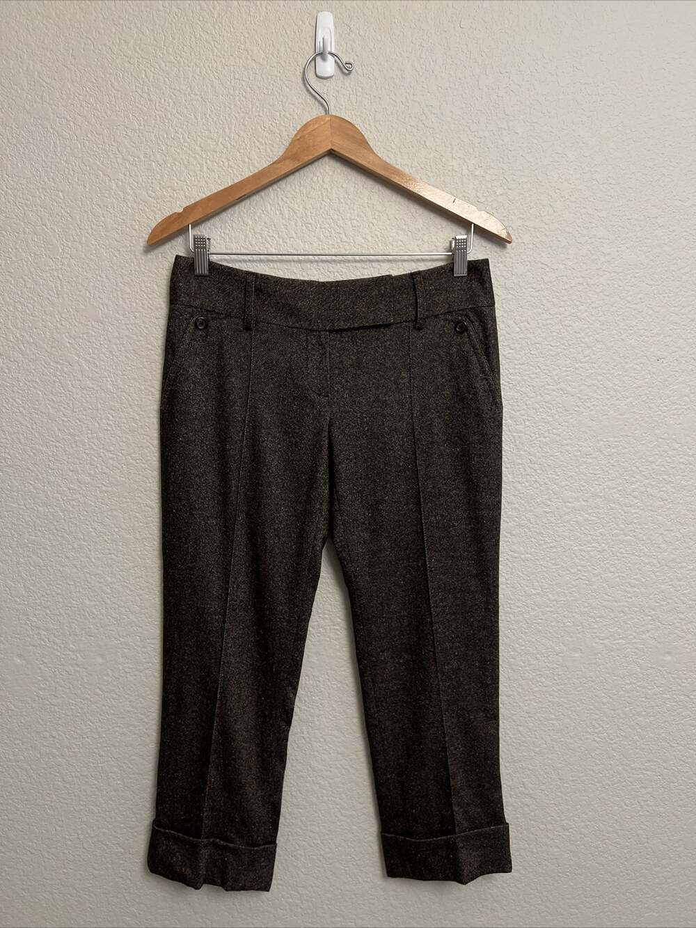Elie Tahari Vintage Crop Dress Pant Wool Blend Academia 90 Y2K Cottagecore Tweed